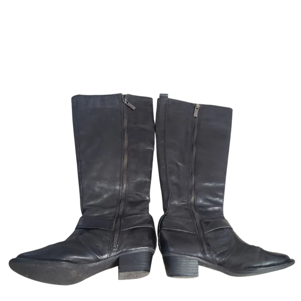 Giani Bernini Boots Allcott Women's Black Leather 7.5 Knee-High Tall Riding Boot